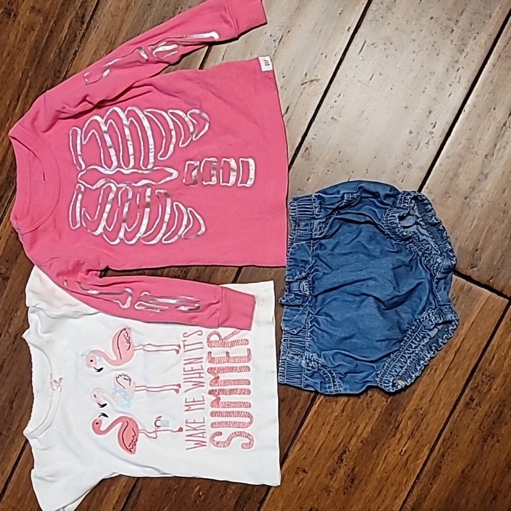 3 pieces. Baby 12 - 18 months diaper cover pant and two tops